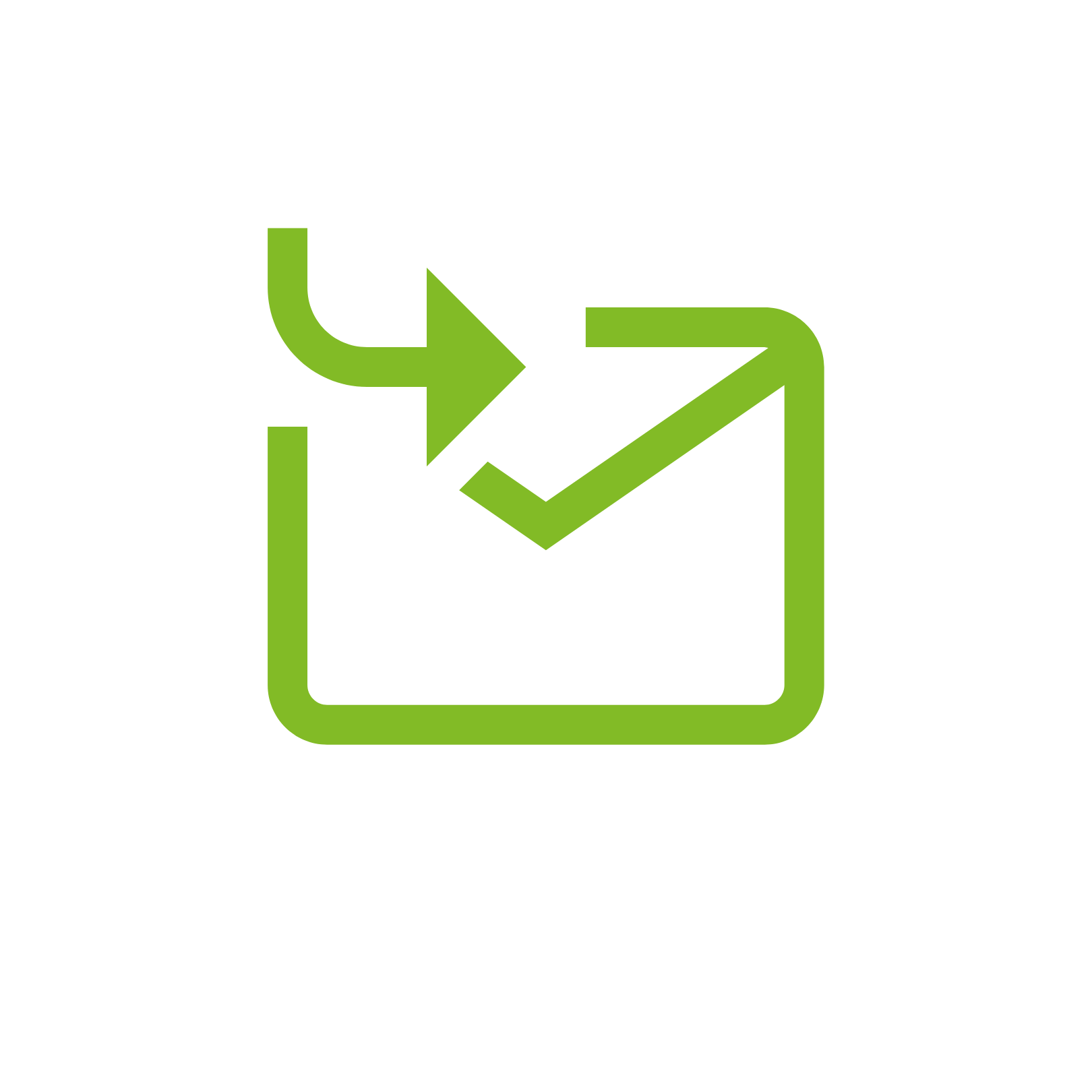 Arrow leading to a confirmed message icon