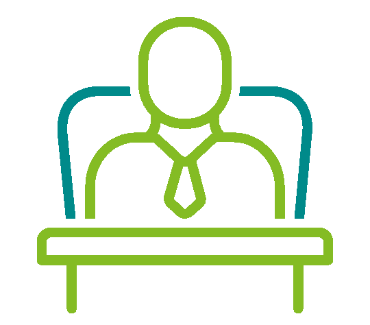 Executive at desk icon