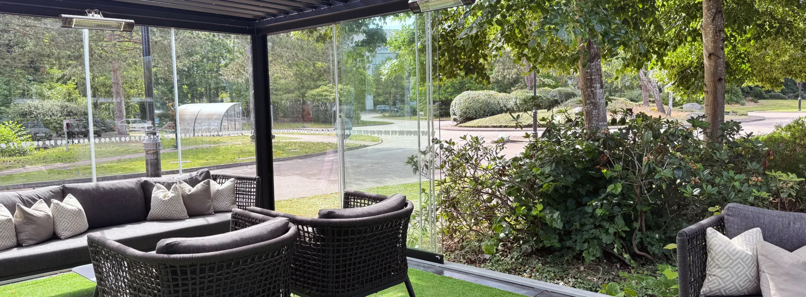 All-weather pergola seating