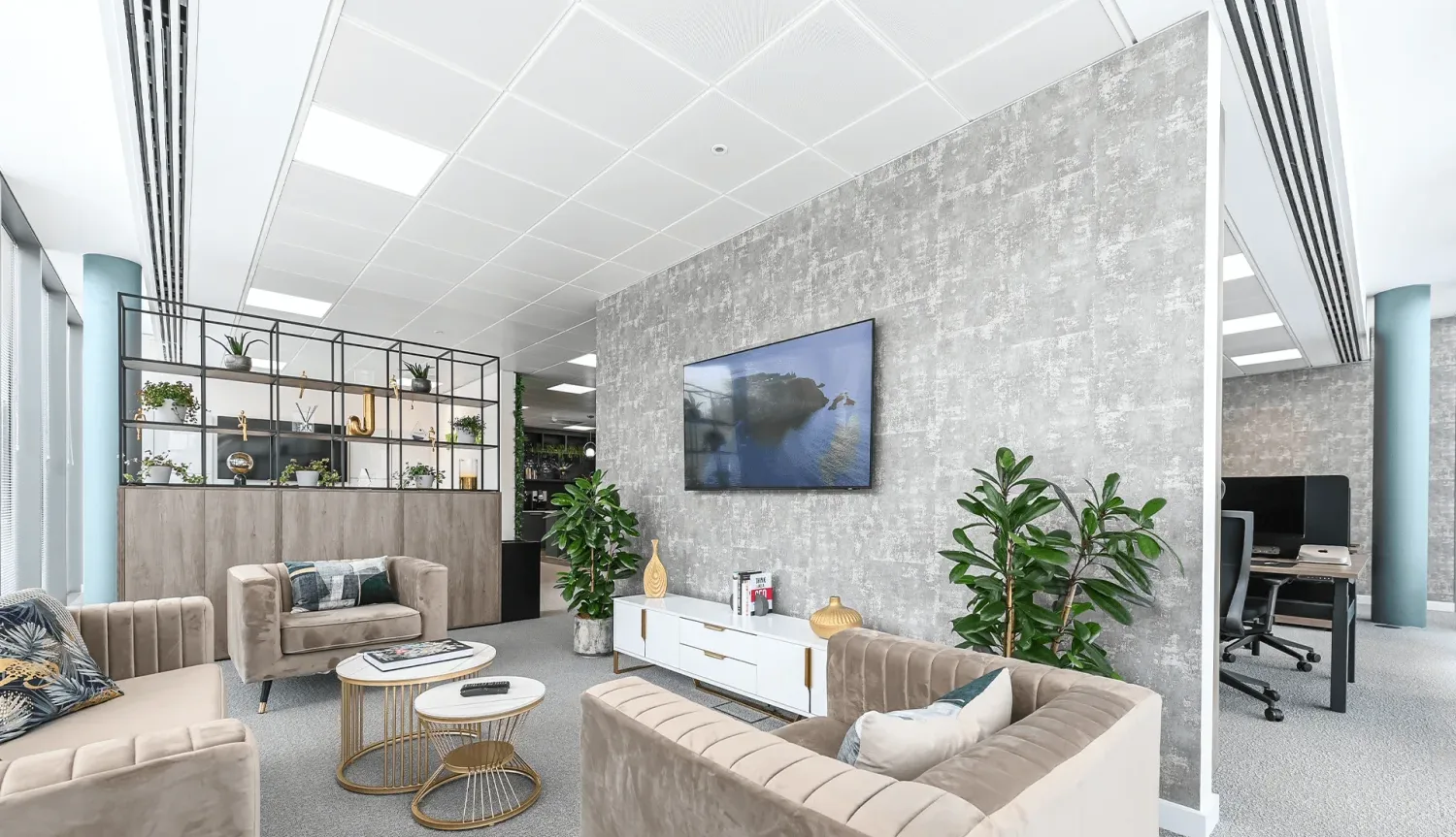 Lounge seating area at No.1, The Heights, Weybridge